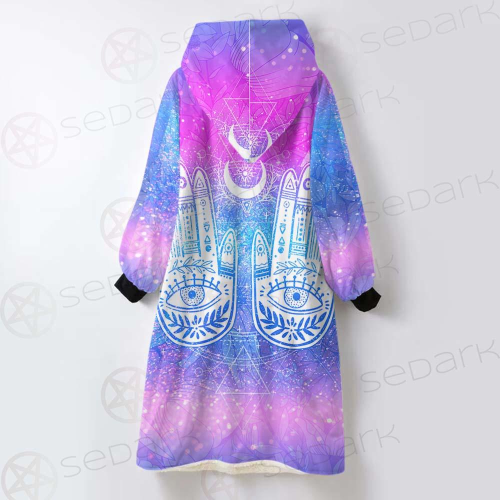 Wicca Eyes And Hands SED-0151 Oversized Sherpa Blanket Hoodie