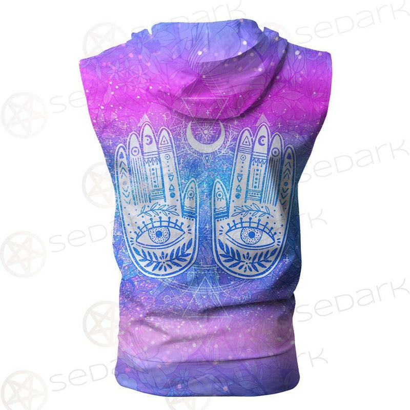 Wicca Eyes And Hands SED-0151 Zip Sleeveless Hoodie