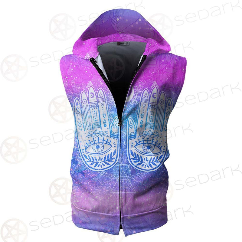 Wicca Eyes And Hands SED-0151 Zip Sleeveless Hoodie