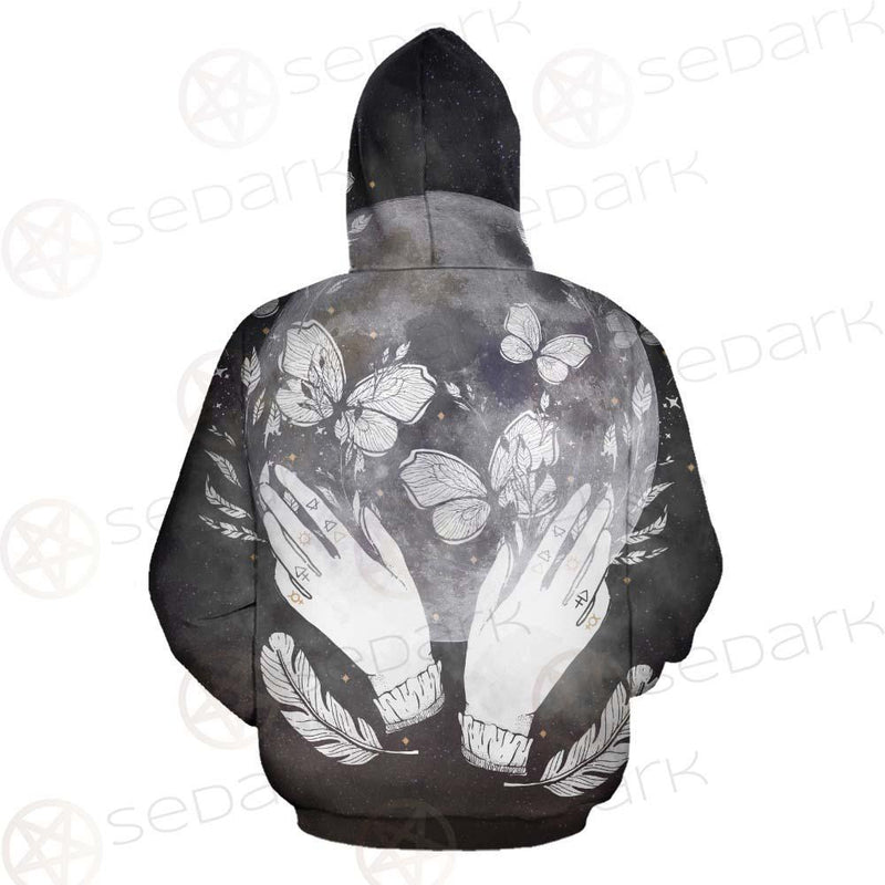 Wicca Moon And Hands SED-0152 Hoodie Allover