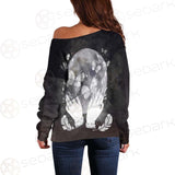 Wicca Moon And Hands SED-0152 Off Shoulder Sweaters