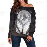 Wicca Moon And Hands SED-0152 Off Shoulder Sweaters