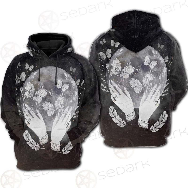 Wicca Moon And Hands SED-0152 Hoodie Raglan