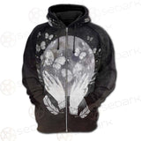 Wicca Moon And Hands SED-0152 Hoodie Raglan Zip