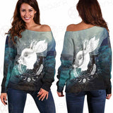 Wicca Rabbit Pattern SED-0153 Off Shoulder Sweaters