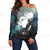 Wicca Rabbit Pattern SED-0153 Off Shoulder Sweaters