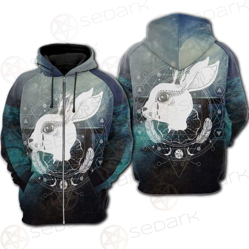 Wicca Rabbit Pattern SED-0153 Hoodie Raglan Zip