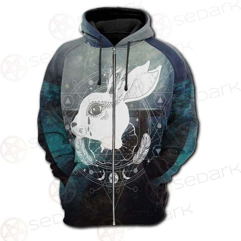 Wicca Rabbit Pattern SED-0153 Hoodie Raglan Zip