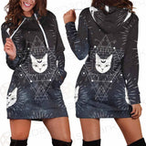 Witch Cat Pattern SED-0154 Hoodie Dress