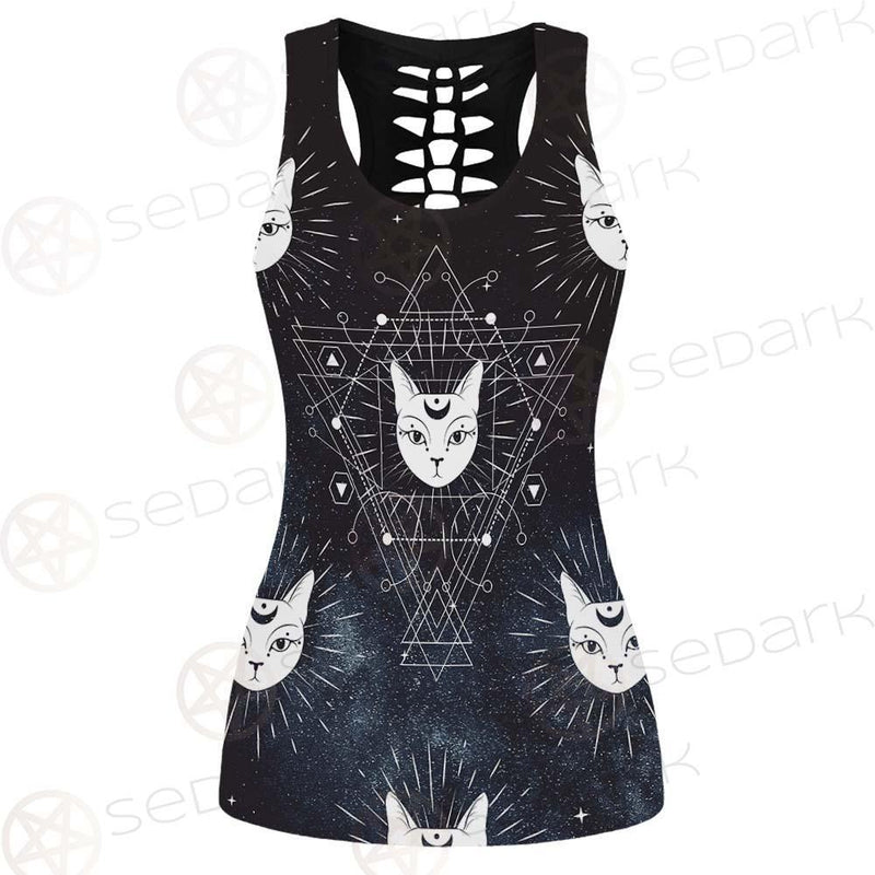 Witch Cat Pattern SED-0154 Hollow Out Tank Top