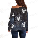 Witch Cat Pattern SED-0154 Off Shoulder Sweaters