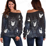 Witch Cat Pattern SED-0154 Off Shoulder Sweaters