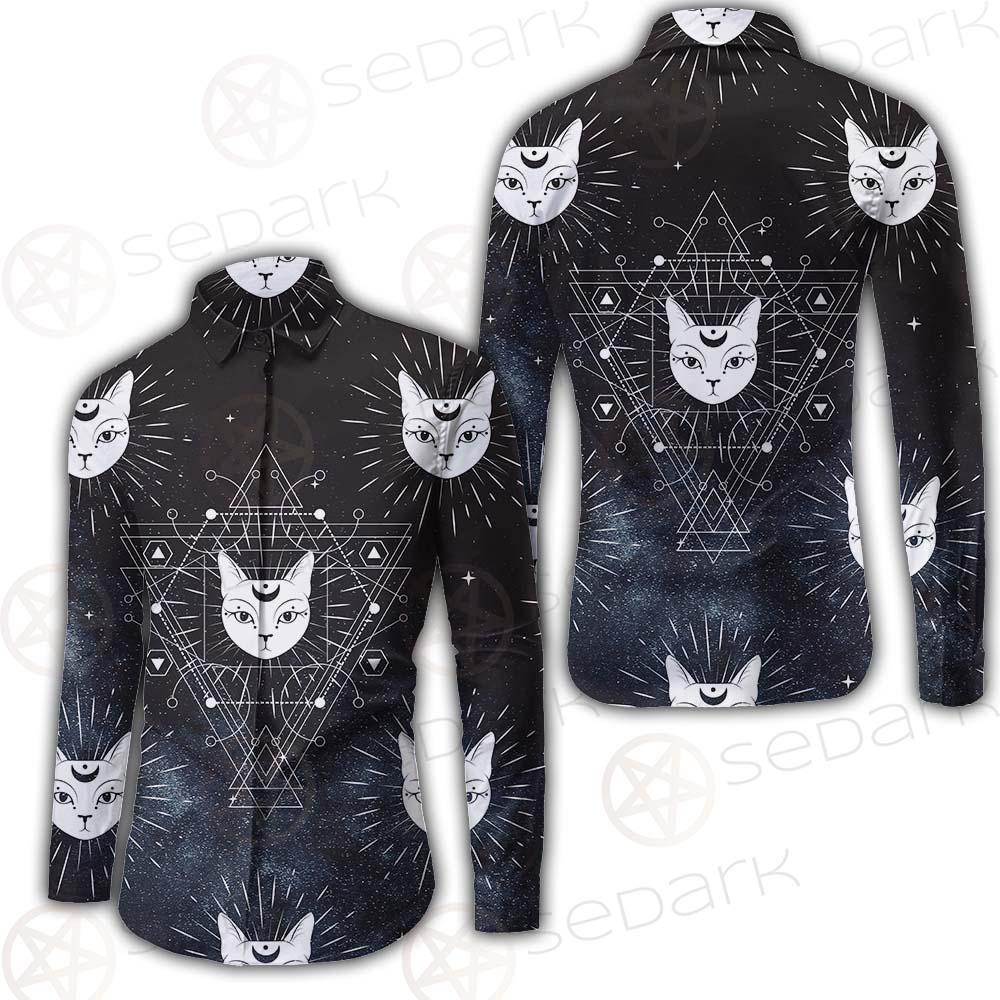 Witch Cat Pattern SED-0154 Long Sleeve Shirt