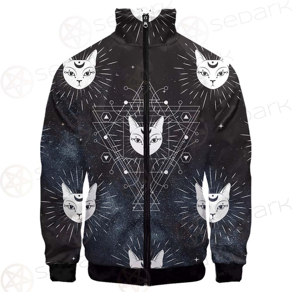 Witch Cat Pattern SED-0154 Stand-up Collar Jacket