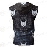 Witch Cat Pattern SED-0154 Zip Sleeveless Hoodie