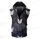 Witch Cat Pattern SED-0154 Zip Sleeveless Hoodie