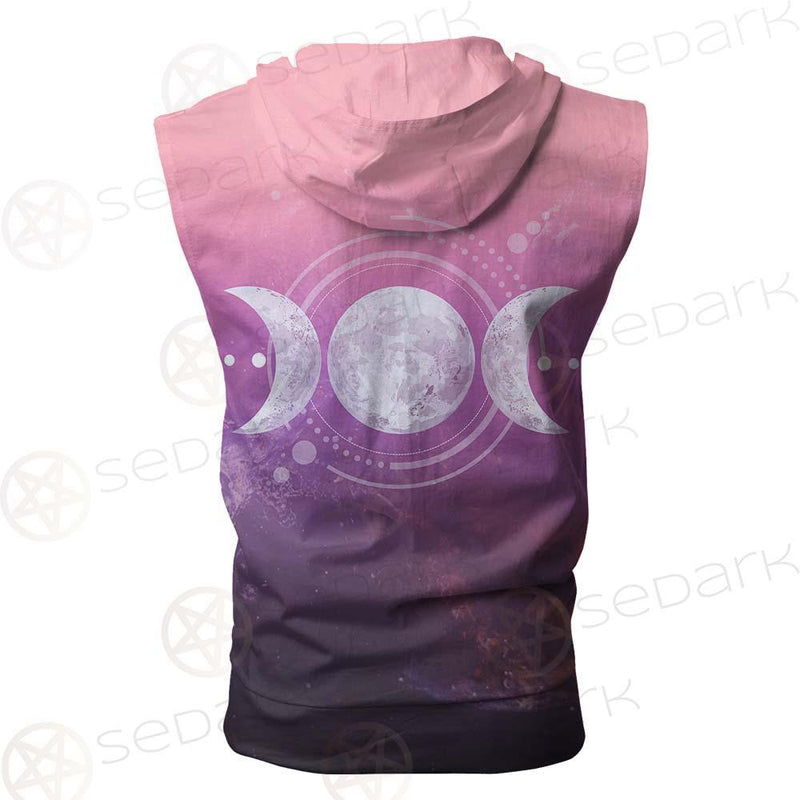 Triple Moon Wicca SED-0161 Zip Sleeveless Hoodie