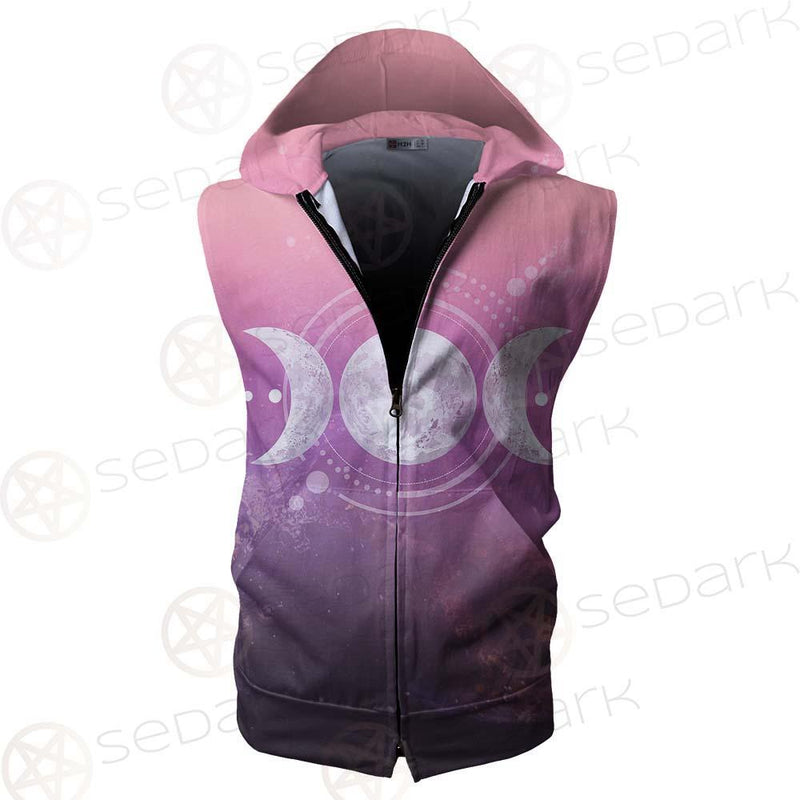 Triple Moon Wicca SED-0161 Zip Sleeveless Hoodie