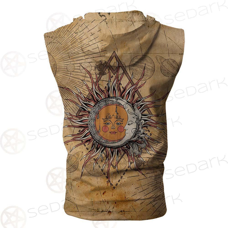 Bohemian Sun And Moon SED-0165 Zip Sleeveless Hoodie