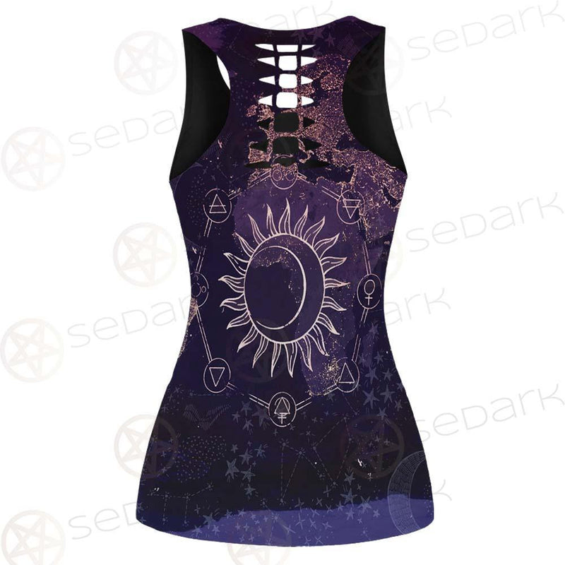 Wicca Pattern Moon And Sun SED-0167 Hollow Out Tank Top