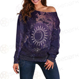 Wicca Pattern Moon And Sun SED-0167 Off Shoulder Sweaters