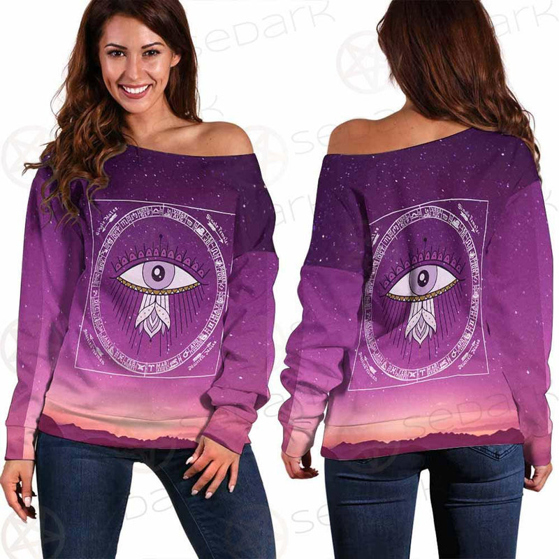 Eye Pattern Month SED-0170 Off Shoulder Sweaters