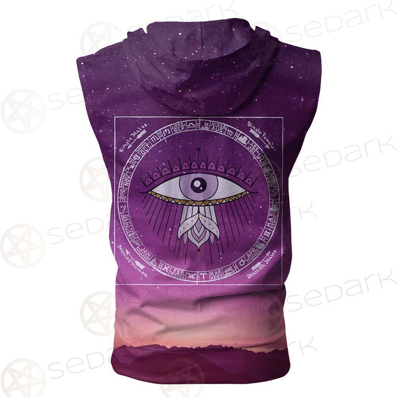 Eye Pattern Month SED-0170 Zip Sleeveless Hoodie