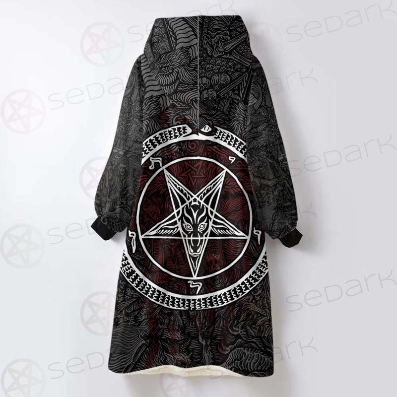 Satanic Sigil of Baphomet SED-0205 Oversized Sherpa Blanket Hoodie