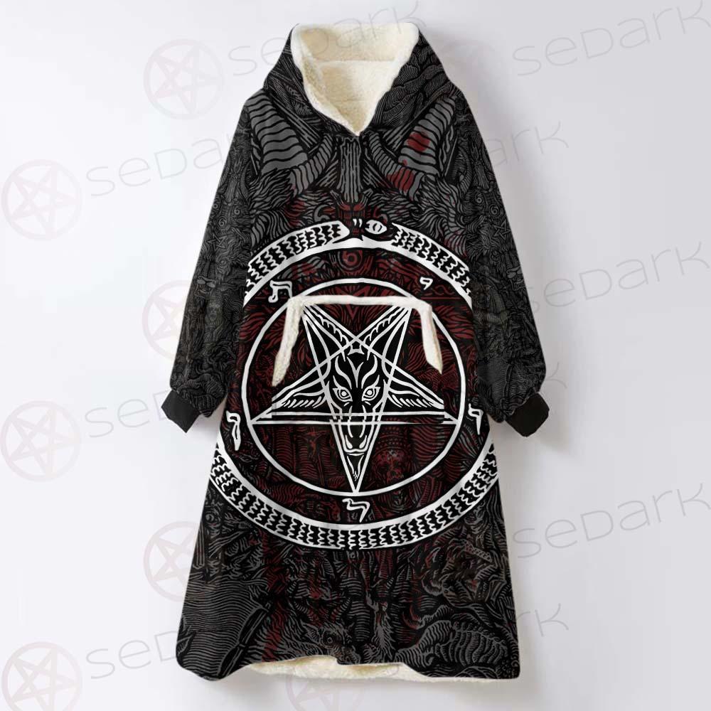 Satanic Sigil of Baphomet SED-0205 Oversized Sherpa Blanket Hoodie