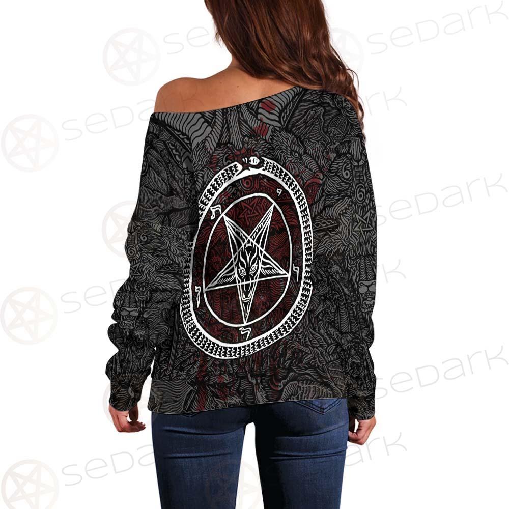 Satanic Sigil of Baphomet SED-0205 Off Shoulder Sweaters