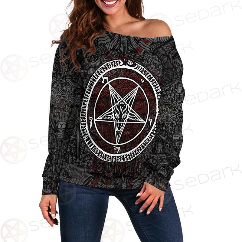 Satanic Sigil of Baphomet SED-0205 Off Shoulder Sweaters