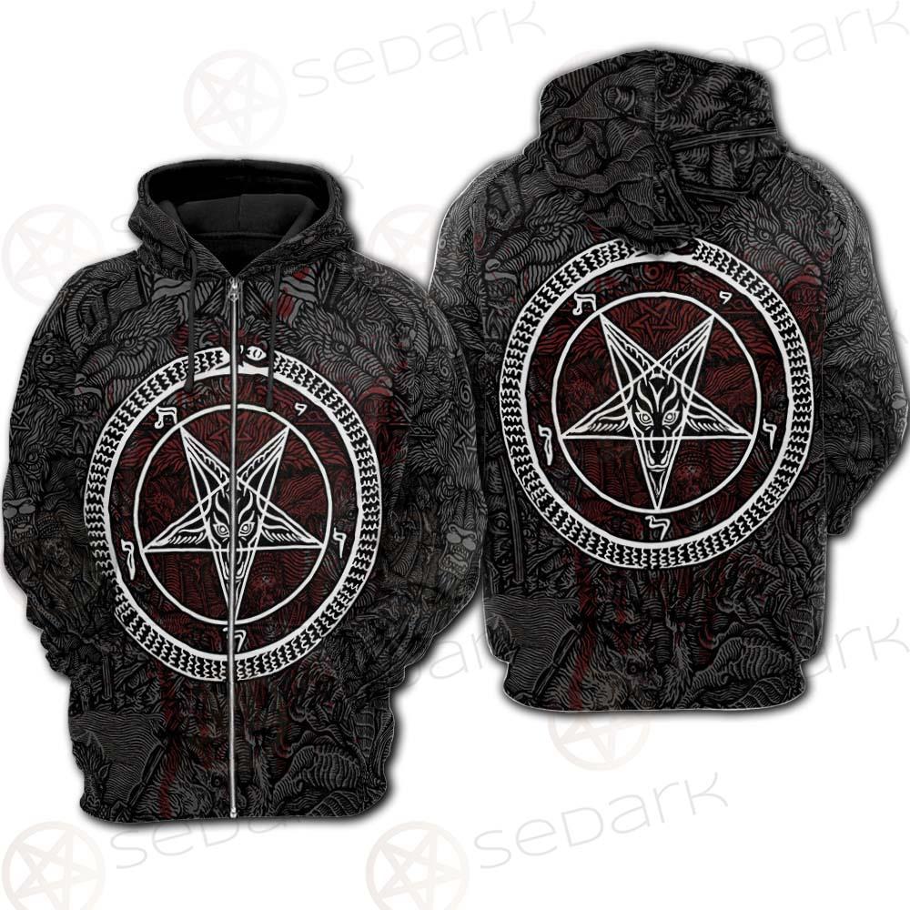 Satanic Sigil of Baphomet SED-0205 Hoodie Raglan Zip