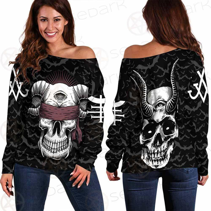 Satan Skull Bat SED-0206 Off Shoulder Sweaters