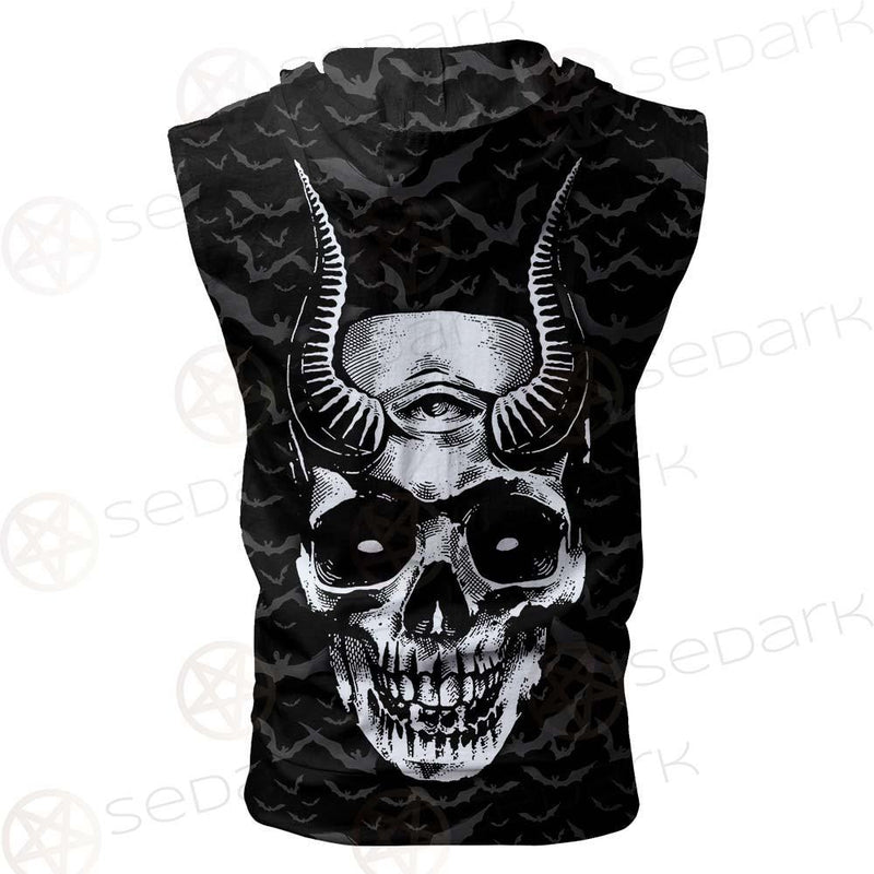 Satan Skull Bat SED-0206 Zip Sleeveless Hoodie