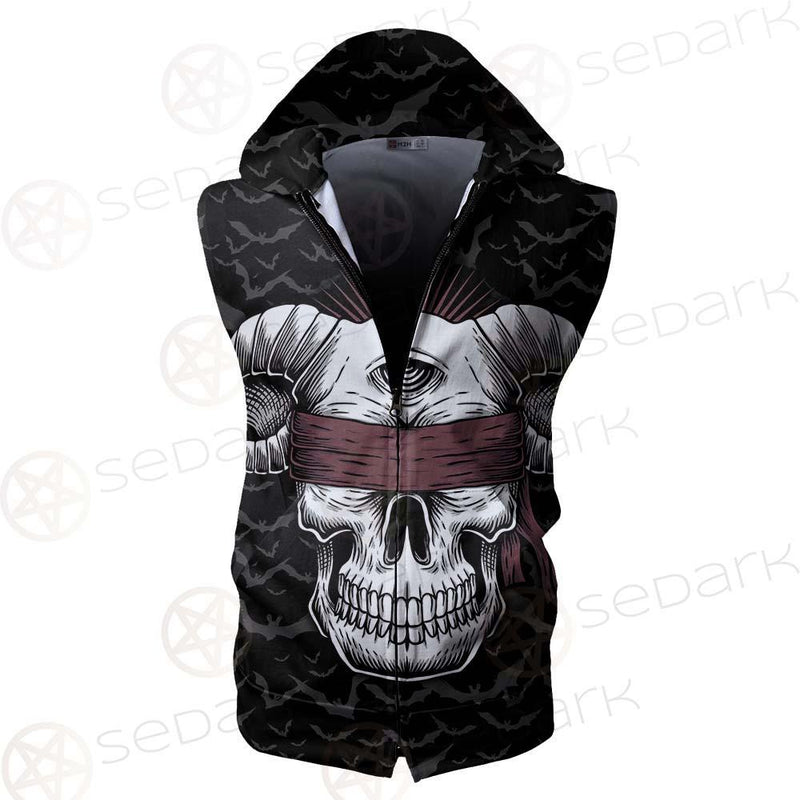 Satan Skull Bat SED-0206 Zip Sleeveless Hoodie