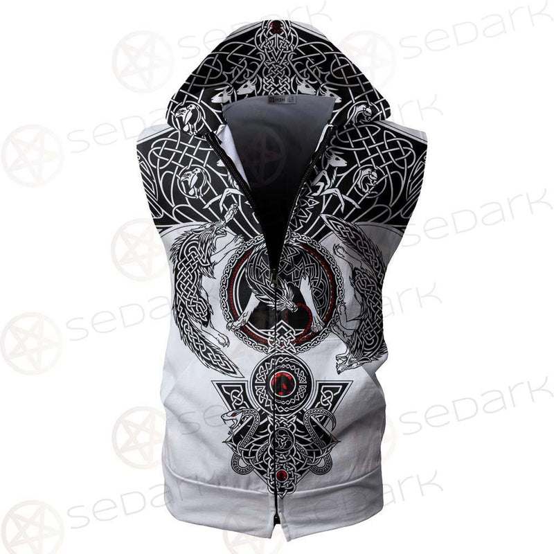 Viking Symbol Pattern SED-0210 Zip Sleeveless Hoodie