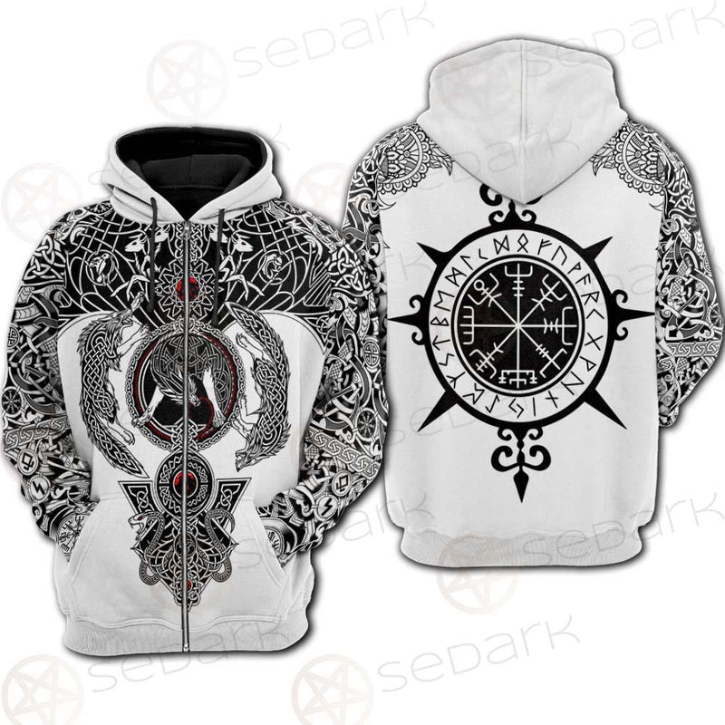 Viking Symbol Pattern SED-0210 Hoodie Raglan Zip
