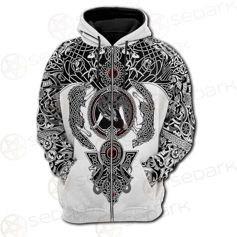 Viking Symbol Pattern SED-0210 Hoodie Raglan Zip