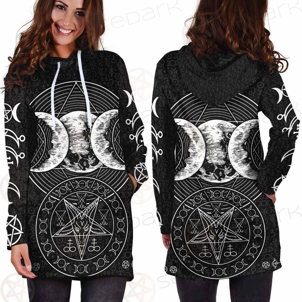 Wicca Symbol Triple Moon SED-0234 Hoodie Dress