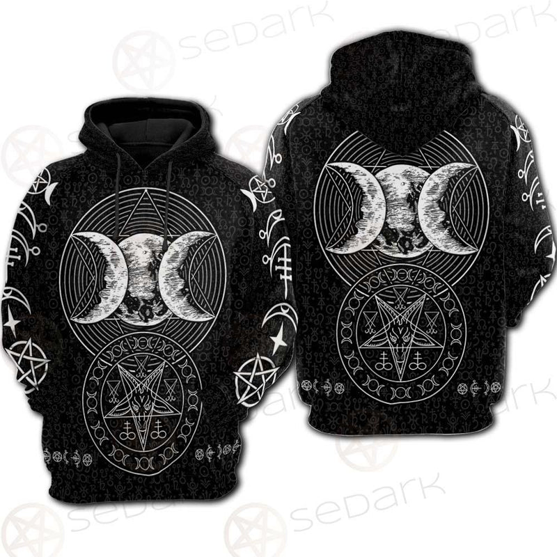 Wicca Symbol Triple Moon SED-0234 Hoodie Raglan