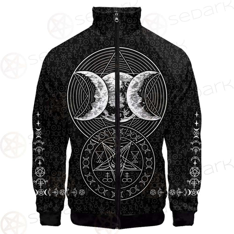 Wicca Symbol Triple Moon SED-0234 Stand-up Collar Jacket