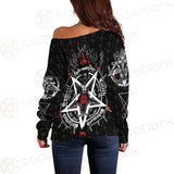 Pentagram Occult Red SED-0236 Off Shoulder Sweaters