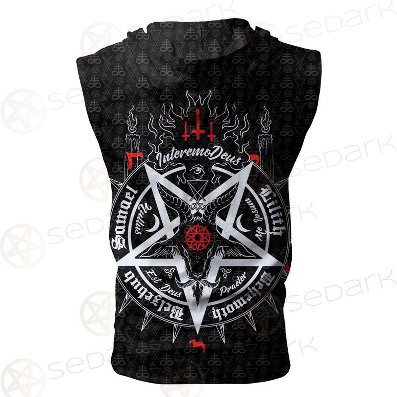 Pentagram Occult Red SED-0236 Zip Sleeveless Hoodie