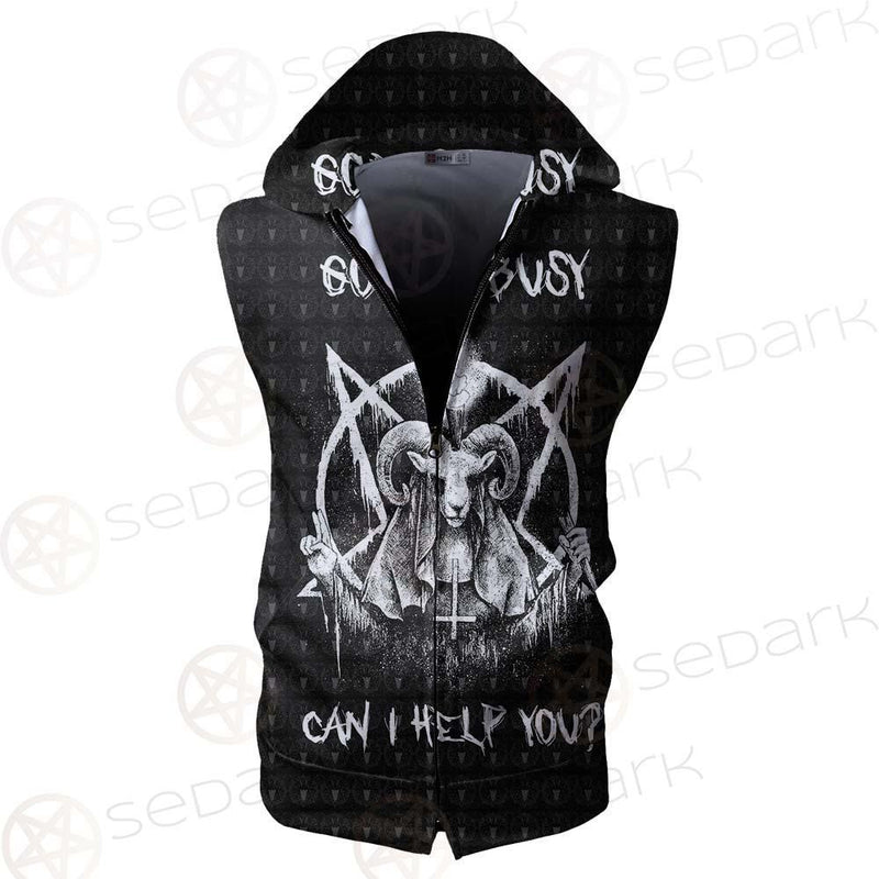 Satan Can I Help You SED-0237 Zip Sleeveless Hoodie