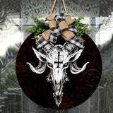 Satan Not A Sheep Upside Down Cross Round Wooden Sign
