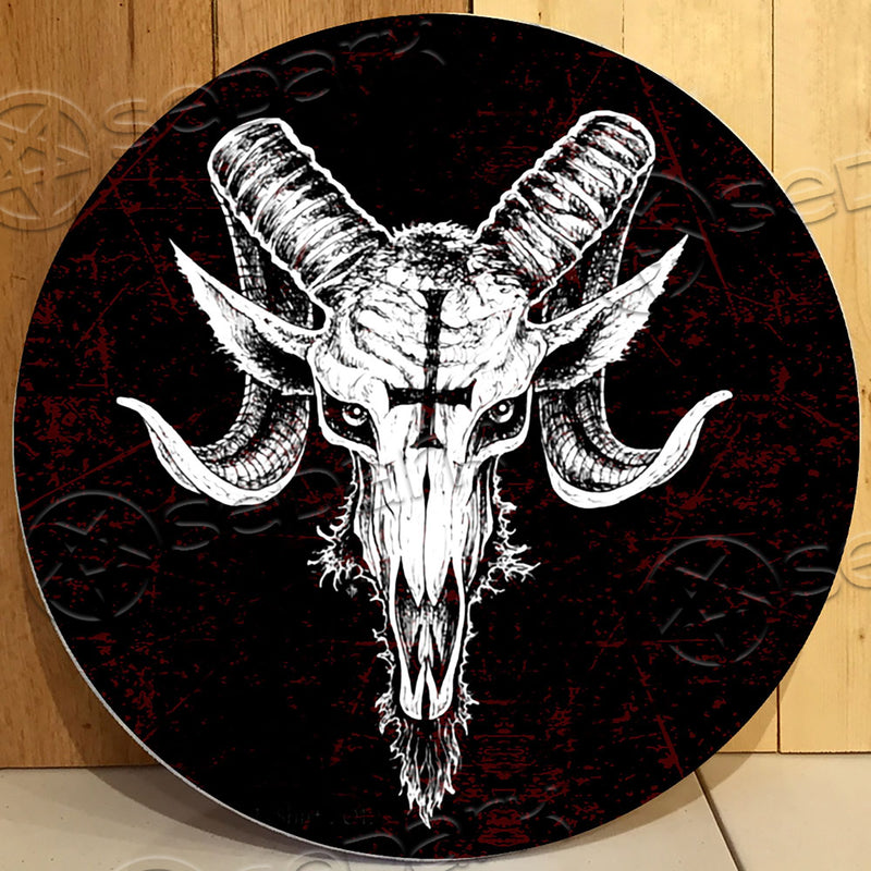 Satan Not A Sheep Upside Down Cross Round Wooden Sign