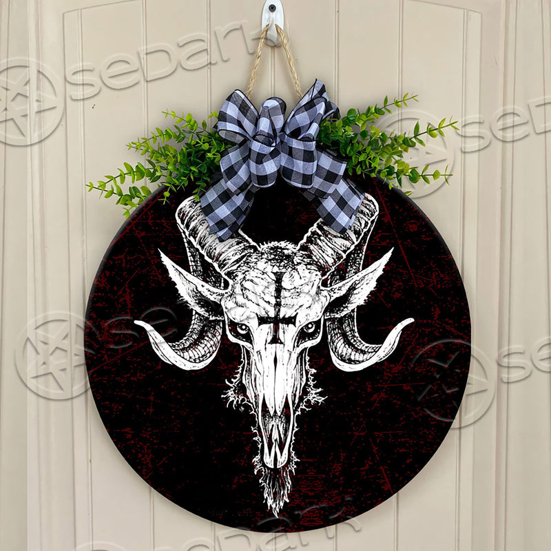 Satan Not A Sheep Upside Down Cross Round Wooden Sign