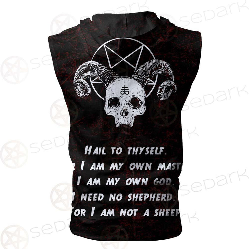 Satan Not A Sheep SED-0238 Zip Sleeveless Hoodie