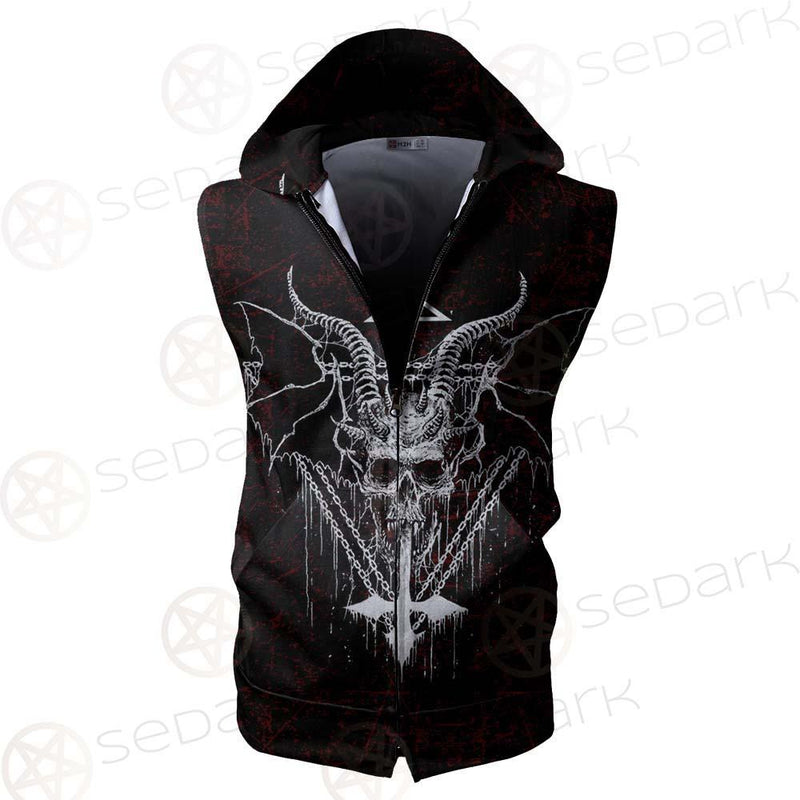 Pentagram Cross Inverted SED-0250 Zip Sleeveless Hoodie