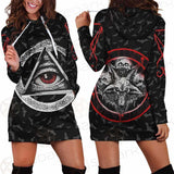 Pentagram Triple Skull SED-0287 Hoodie Dress